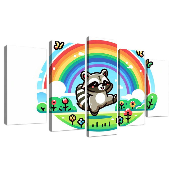 Rainbow Raccoon Modern Paintings Frame