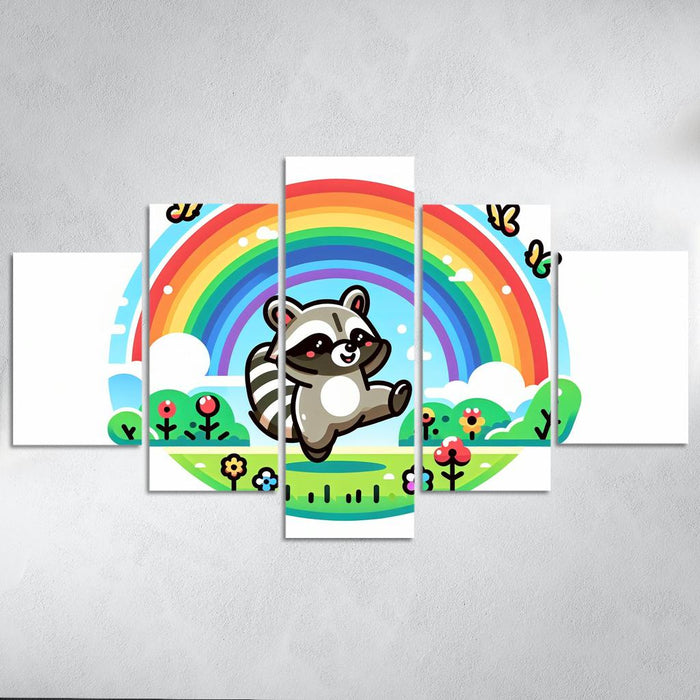 Rainbow Raccoon Modern Paintings Frame