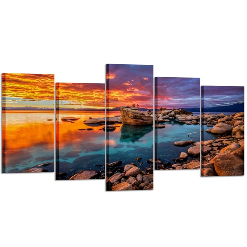 Large 5 Piece Canvas Prints Candy Skies Lake Tahoe Wall Art