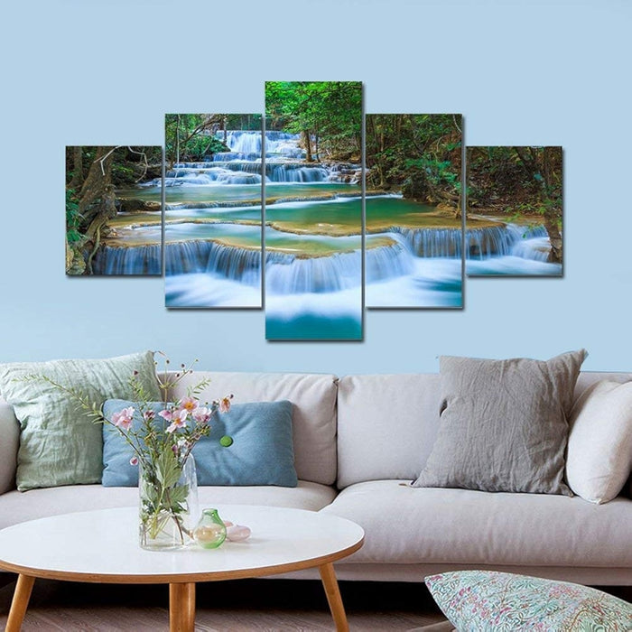 Canvas Art Prints Of Waterfall And Forest Landscape