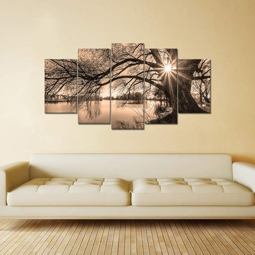 Large Canvas Wall Art Tree By Lake At Sunset