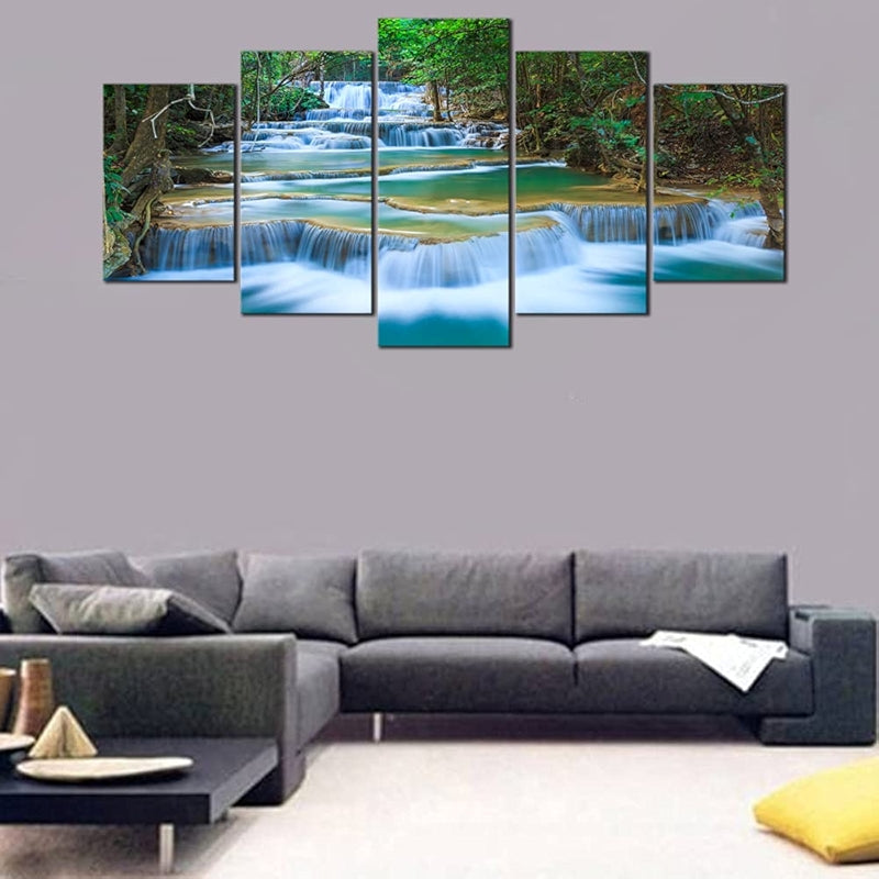 Canvas Art Prints Of Waterfall And Forest Landscape