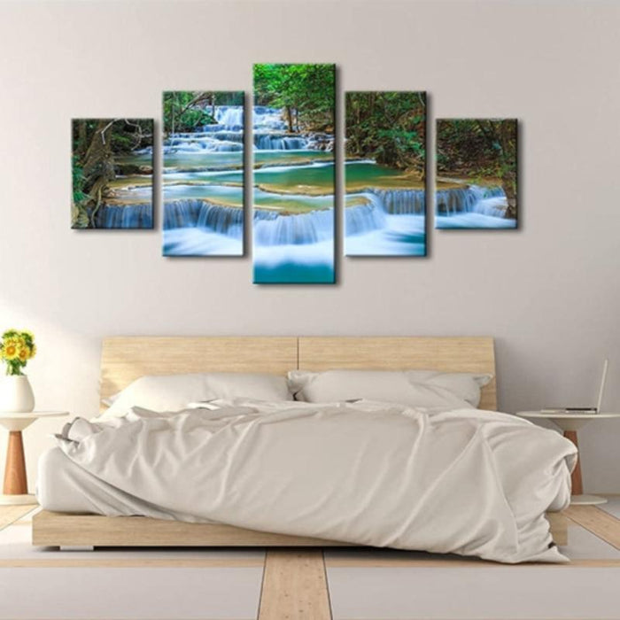 Canvas Art Prints Of Waterfall And Forest Landscape