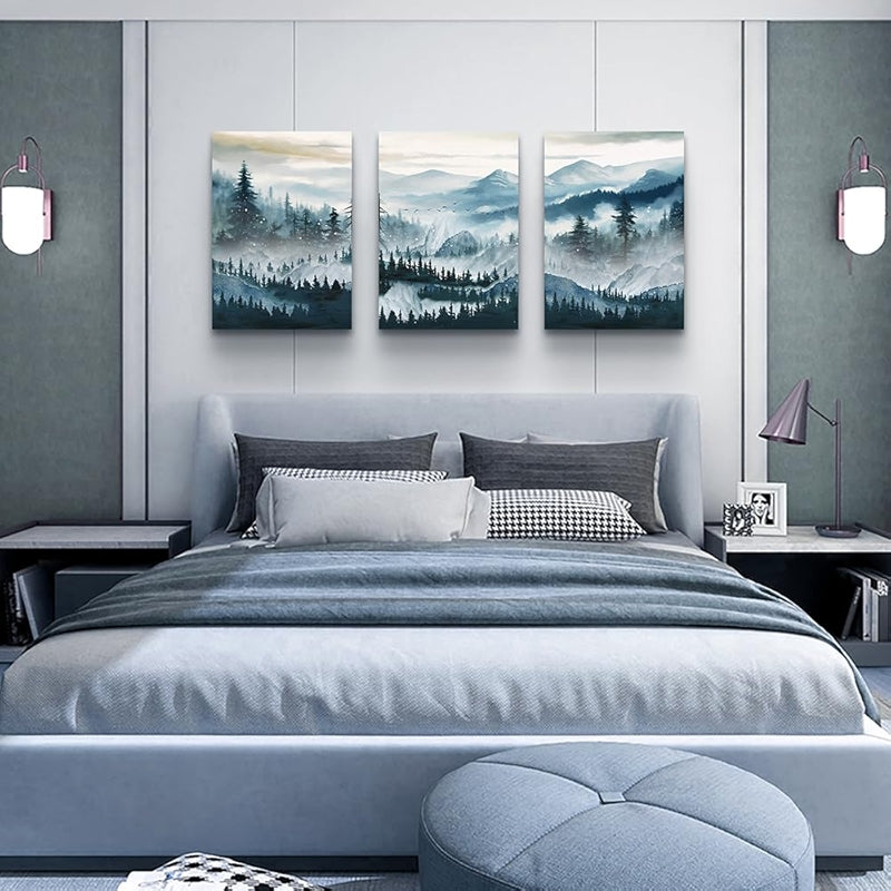 Abstract Mountain Forest Landscapes Canvas Wall Art Set