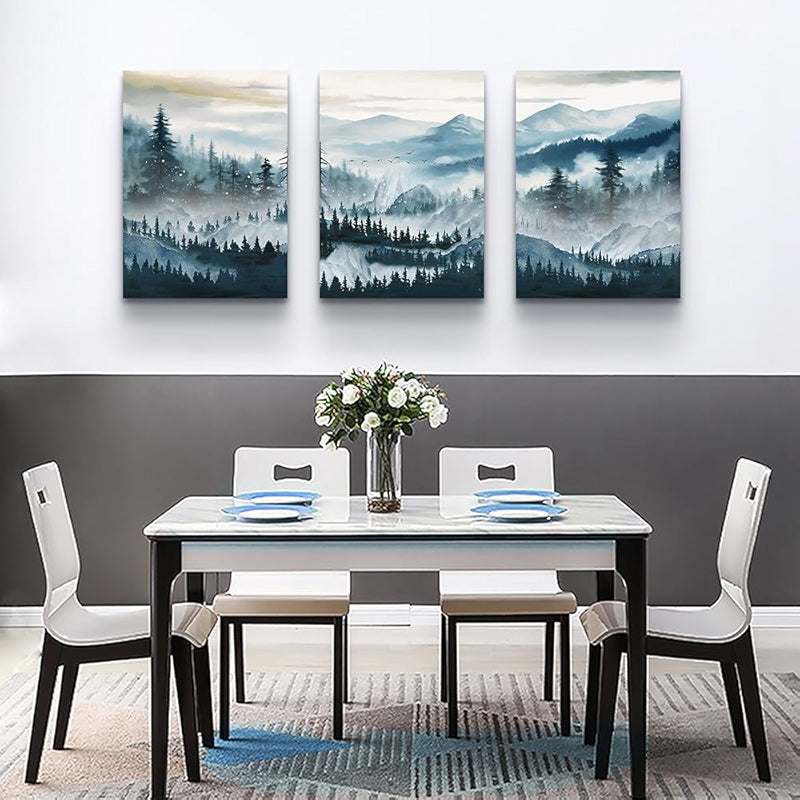 Abstract Mountain Forest Landscapes Canvas Wall Art Set