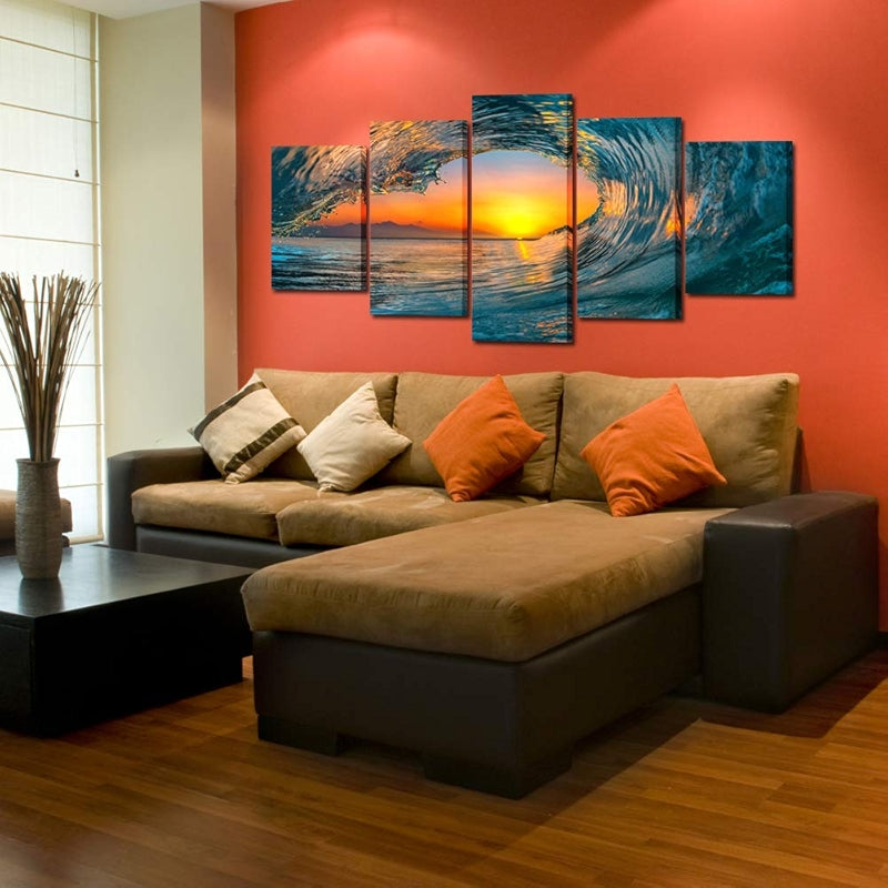 Large Sea Waves Wall Art Modern Framed Canvas Prints