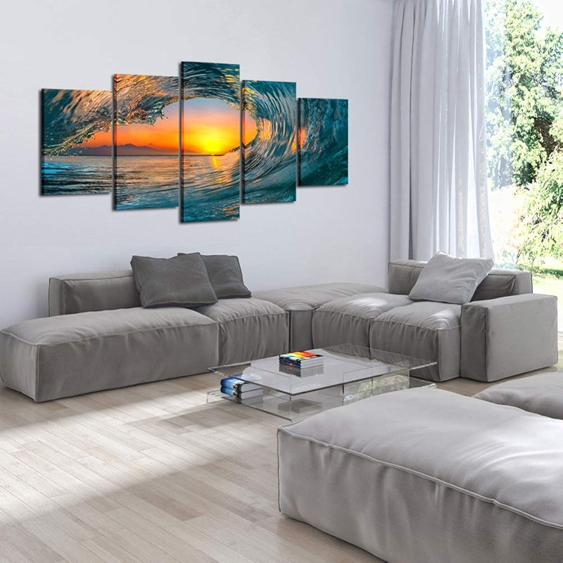 Large Sea Waves Wall Art Modern Framed Canvas Prints