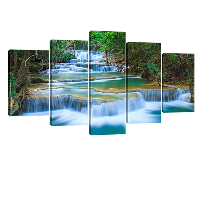 Canvas Art Prints Of Waterfall And Forest Landscape