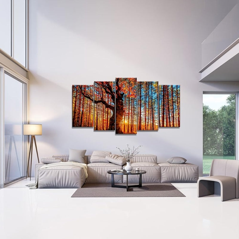 Large Canvas Art Set Featuring Autumn Landscape Wall Decor