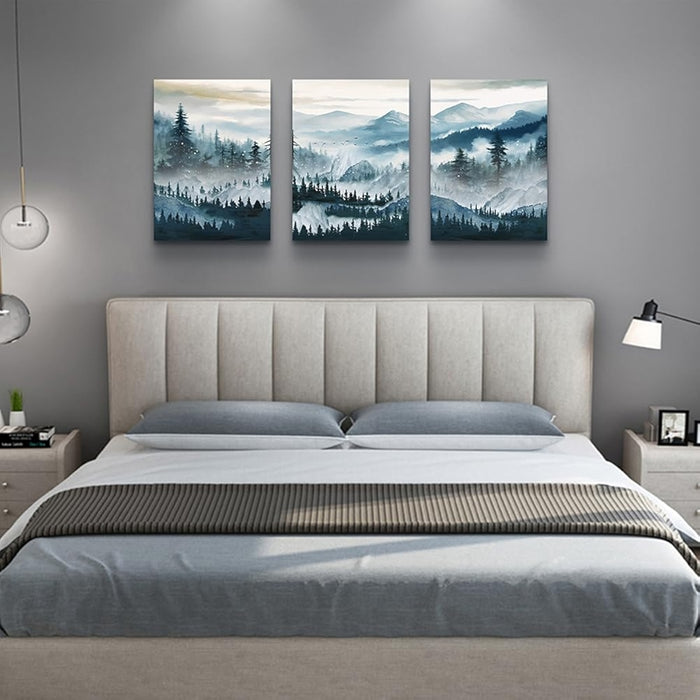 Abstract Mountain Forest Landscapes Canvas Wall Art Set