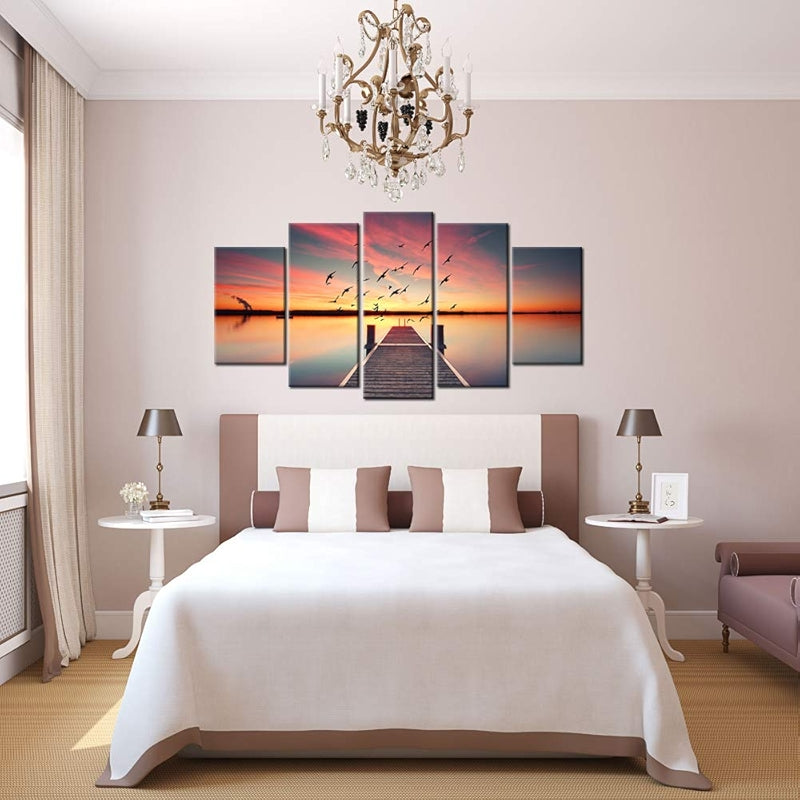 Large Canvas Prints Wall Art Perspective View Of A Pier At Sunset