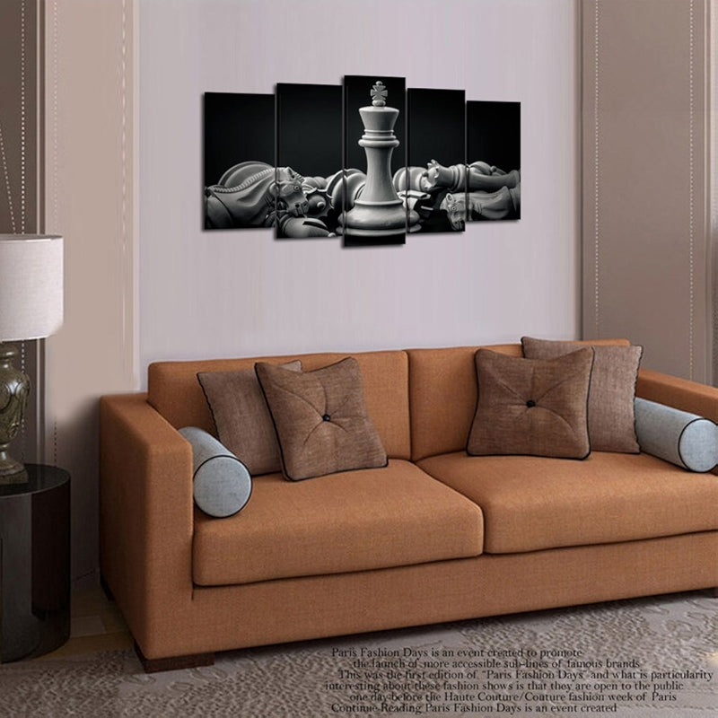 Black And White King And Knight Chess Canvas Wall Art