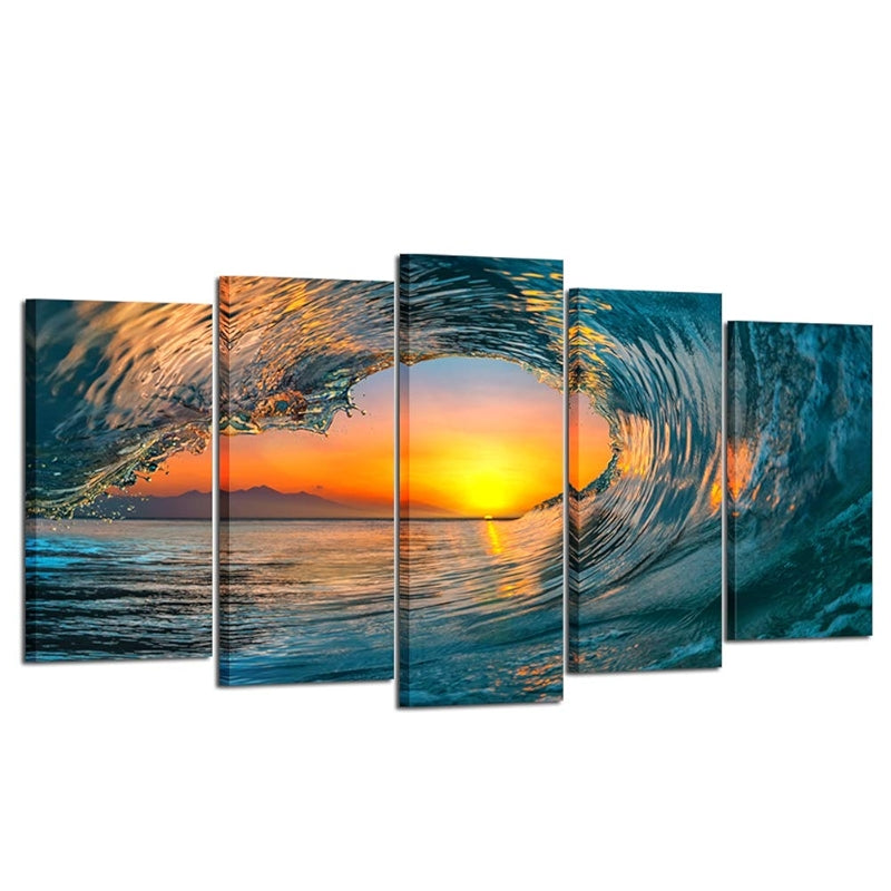 Large Sea Waves Wall Art Modern Framed Canvas Prints