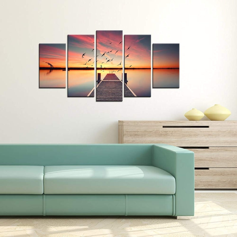 Large Canvas Prints Wall Art Perspective View Of A Pier At Sunset