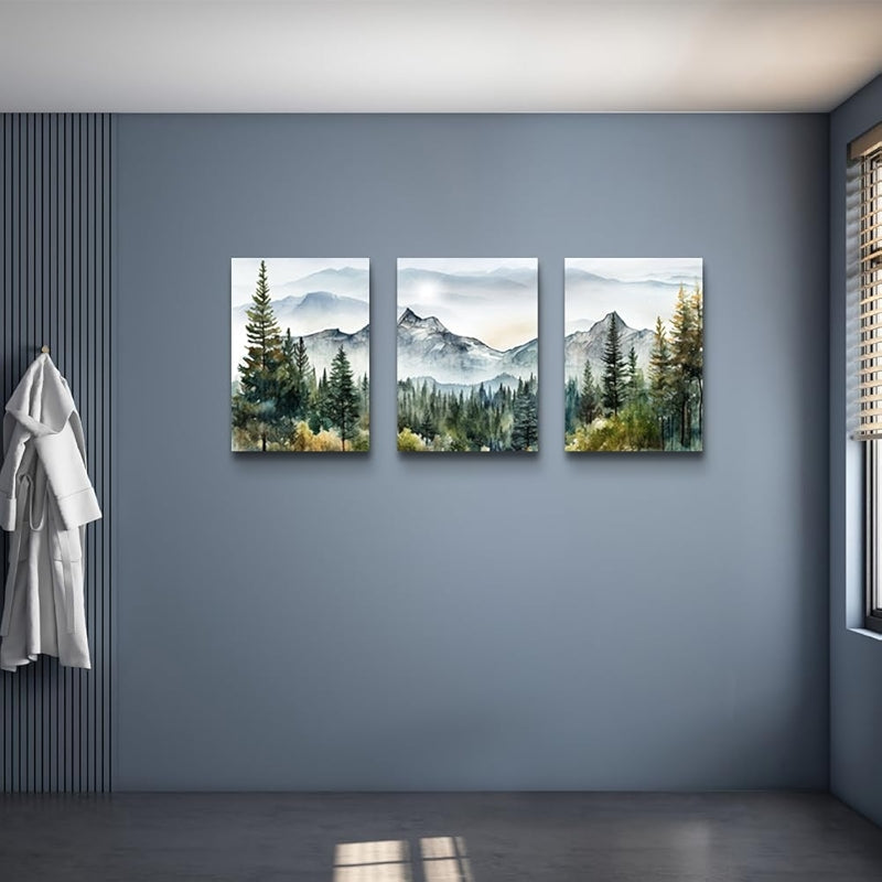 Abstract Mountain Forest Landscapes Canvas Wall Art Set