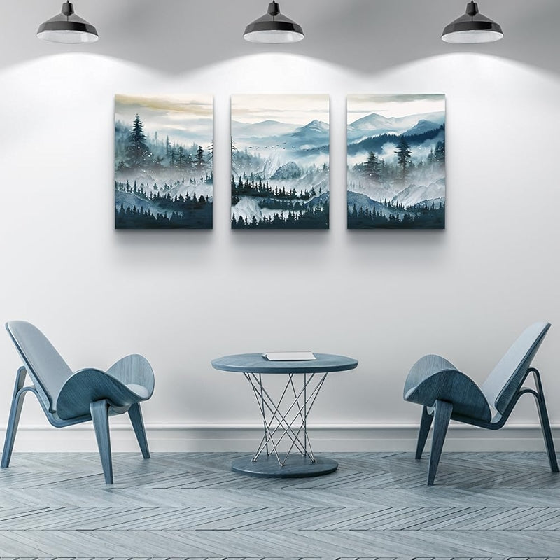 Abstract Mountain Forest Landscapes Canvas Wall Art Set