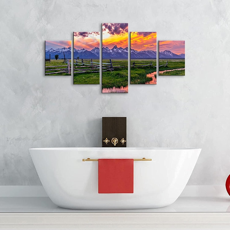 Canvas Wall Art Set Grand Teton National Park Landscape