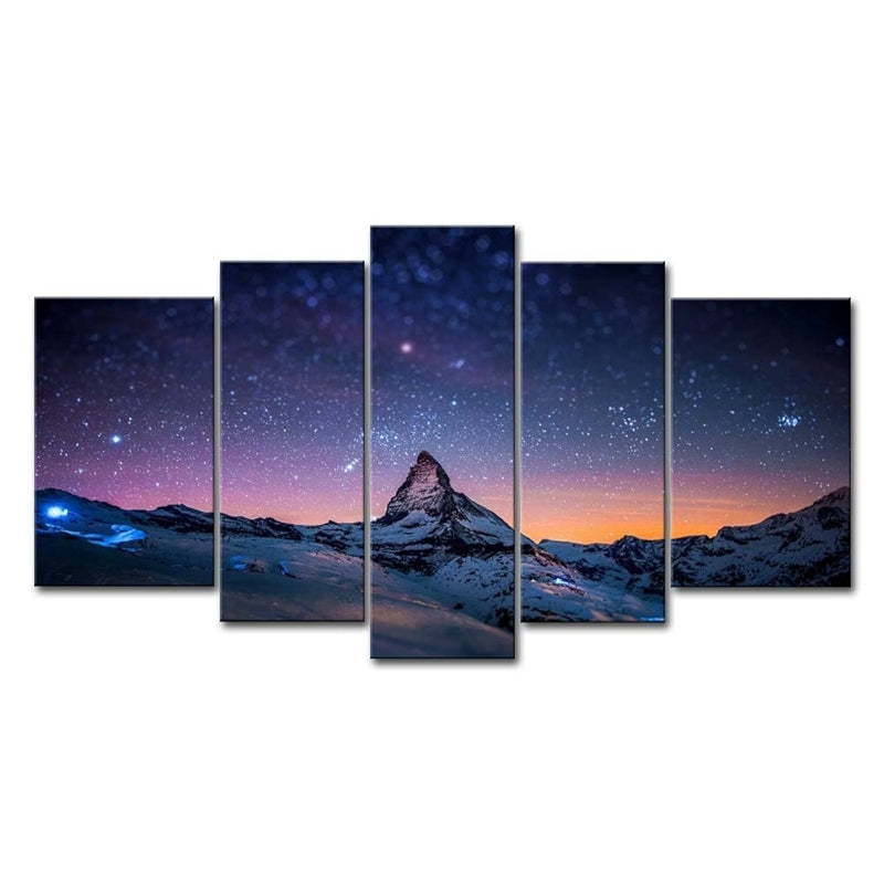 Starry Night Sky Wall Art Landscape Canvas Print