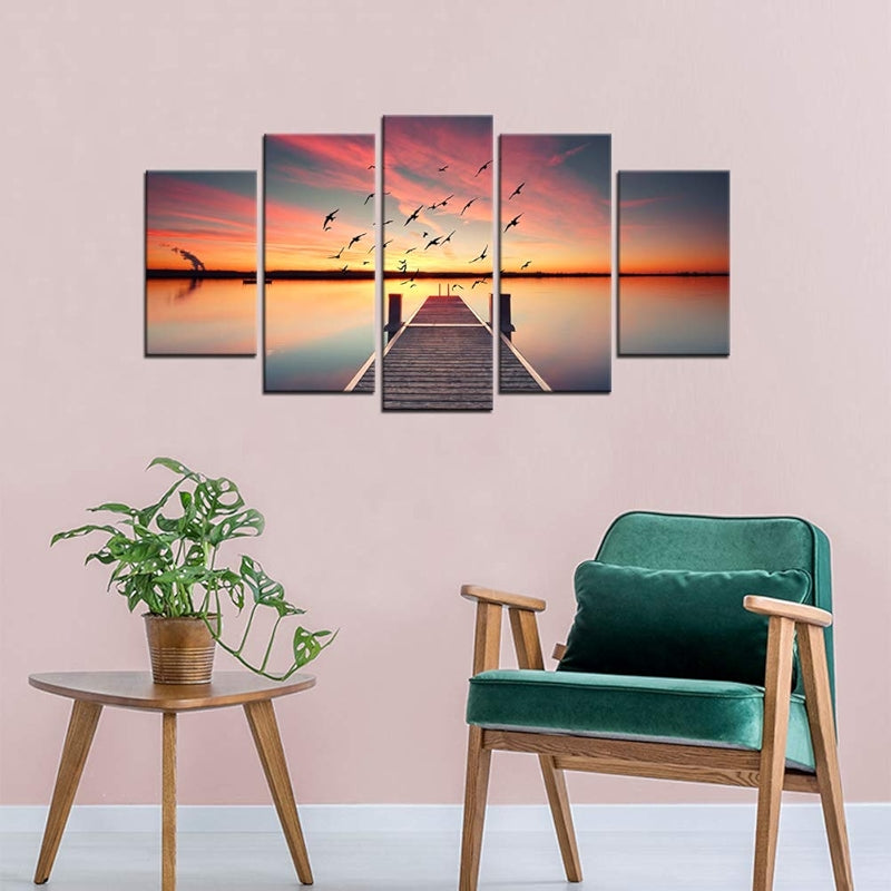 Large Canvas Prints Wall Art Perspective View Of A Pier At Sunset