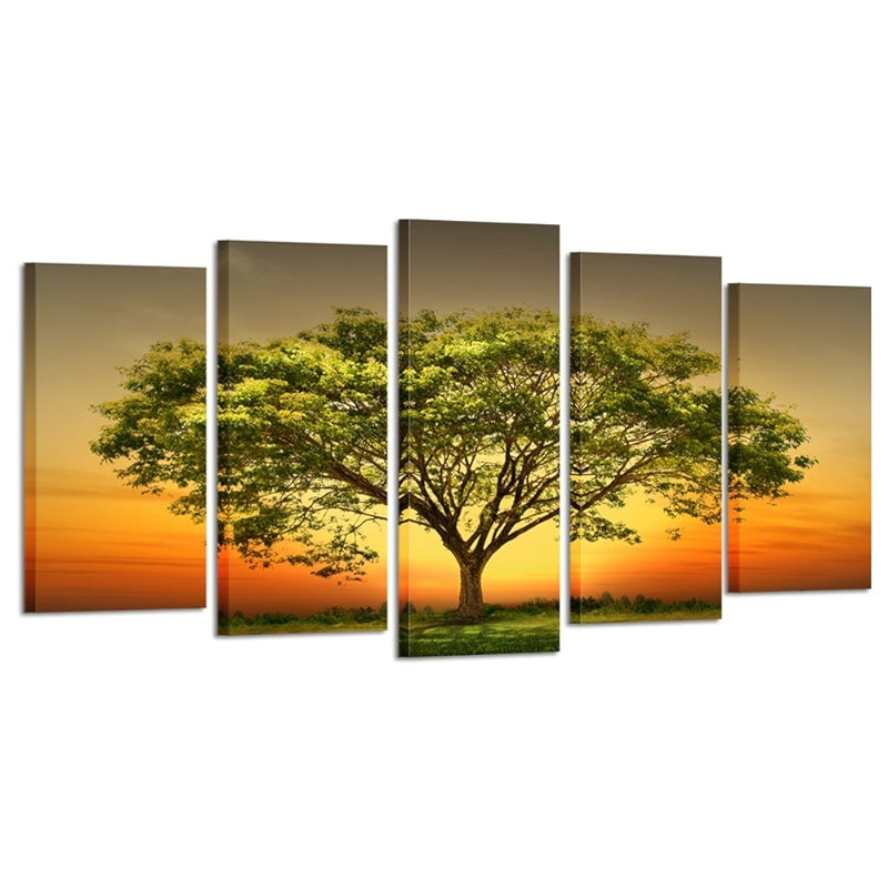 Modern 5 Panels Stretched And Framed Canvas Artwork