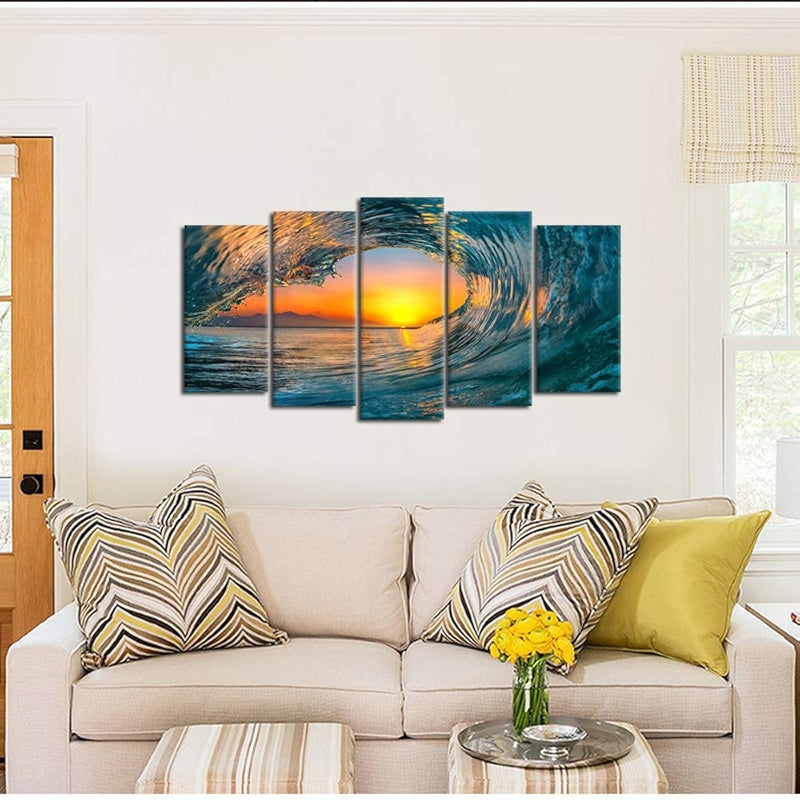 Large Sea Waves Wall Art Modern Framed Canvas Prints