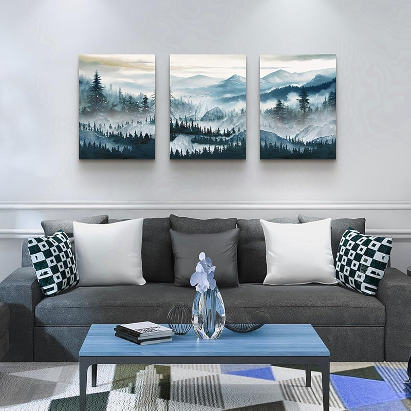 Abstract Mountain Forest Landscapes Canvas Wall Art Set