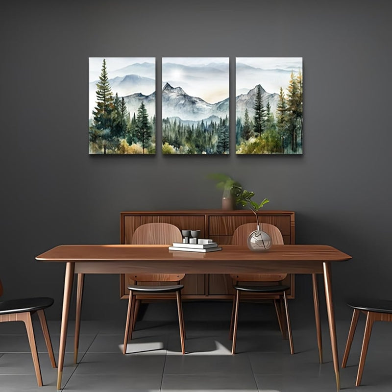 Abstract Mountain Forest Landscapes Canvas Wall Art Set