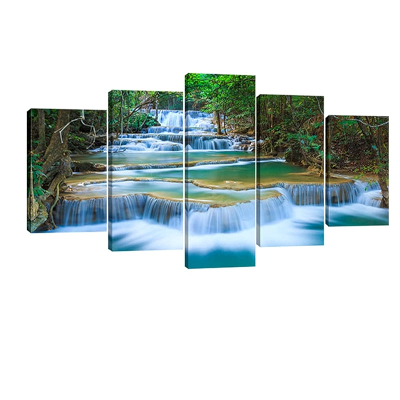 Canvas Art Prints Of Waterfall And Forest Landscape