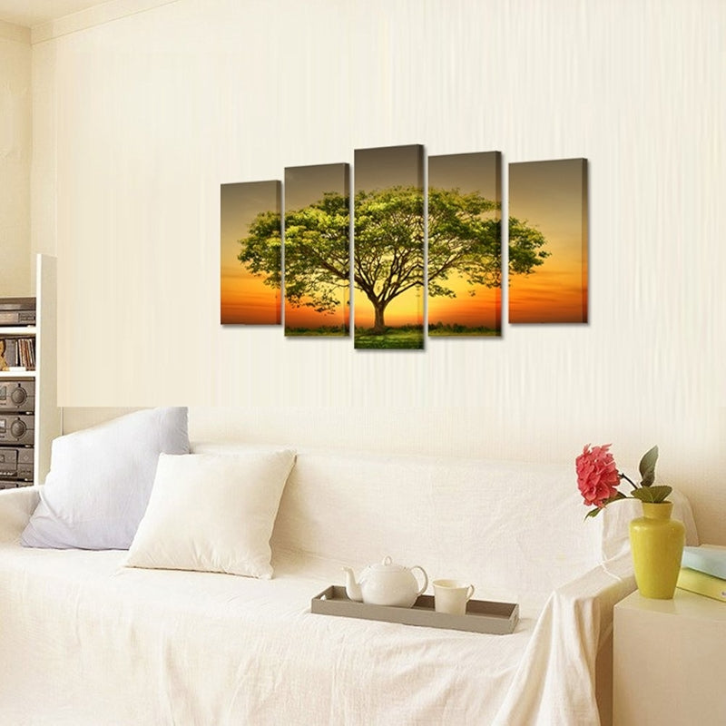 Modern 5 Panels Stretched And Framed Canvas Artwork