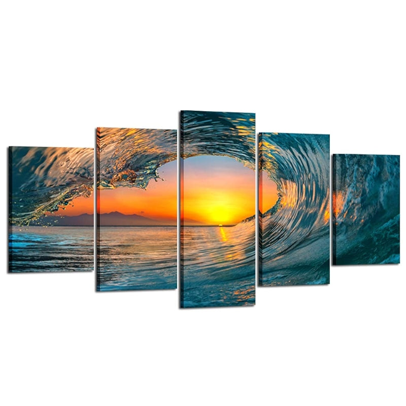 Large Sea Waves Wall Art Modern Framed Canvas Prints