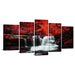 Black White And Red Wall Art Set Of Five Panels