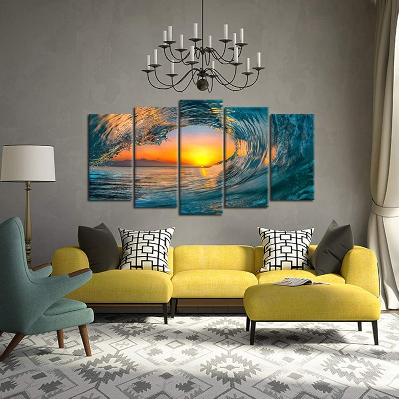 Large Sea Waves Wall Art Modern Framed Canvas Prints