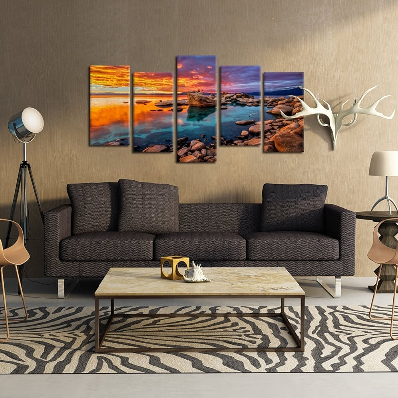 Large 5 Piece Canvas Prints Candy Skies Lake Tahoe Wall Art