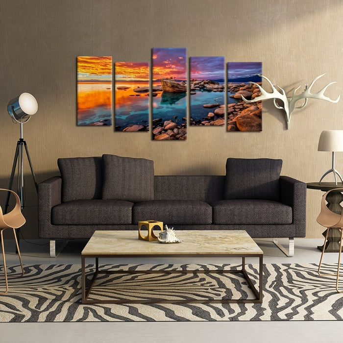 Large 5 Piece Canvas Prints Candy Skies Lake Tahoe Wall Art