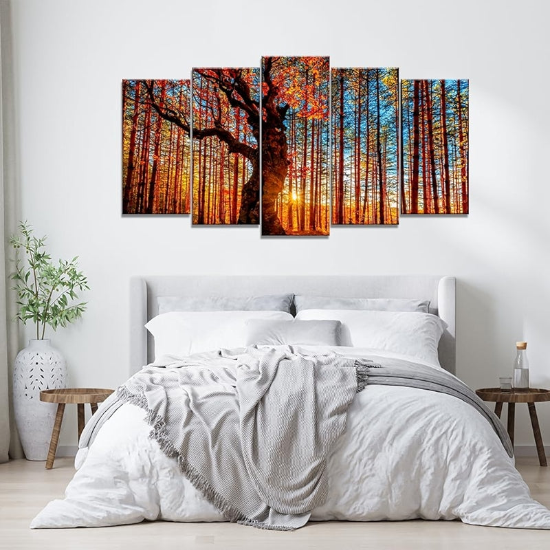 Large Canvas Art Set Featuring Autumn Landscape Wall Decor