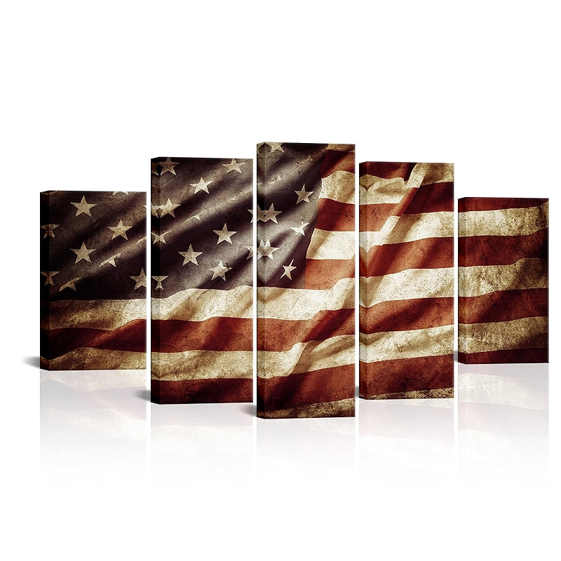 American Flag Canvas Wall Art Framed Decor Set