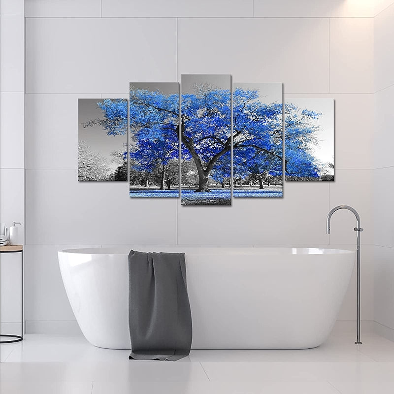 Modern Large Canvas Wall Art Blue Tree Picture Prints