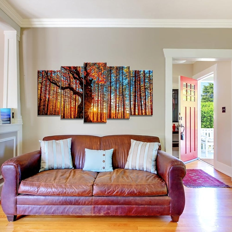 Large Canvas Art Set Featuring Autumn Landscape Wall Decor