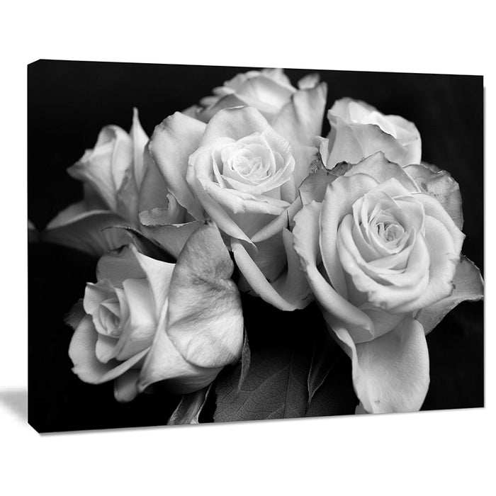 Bunch Of Roses Black And White Floral Canvas Art Print