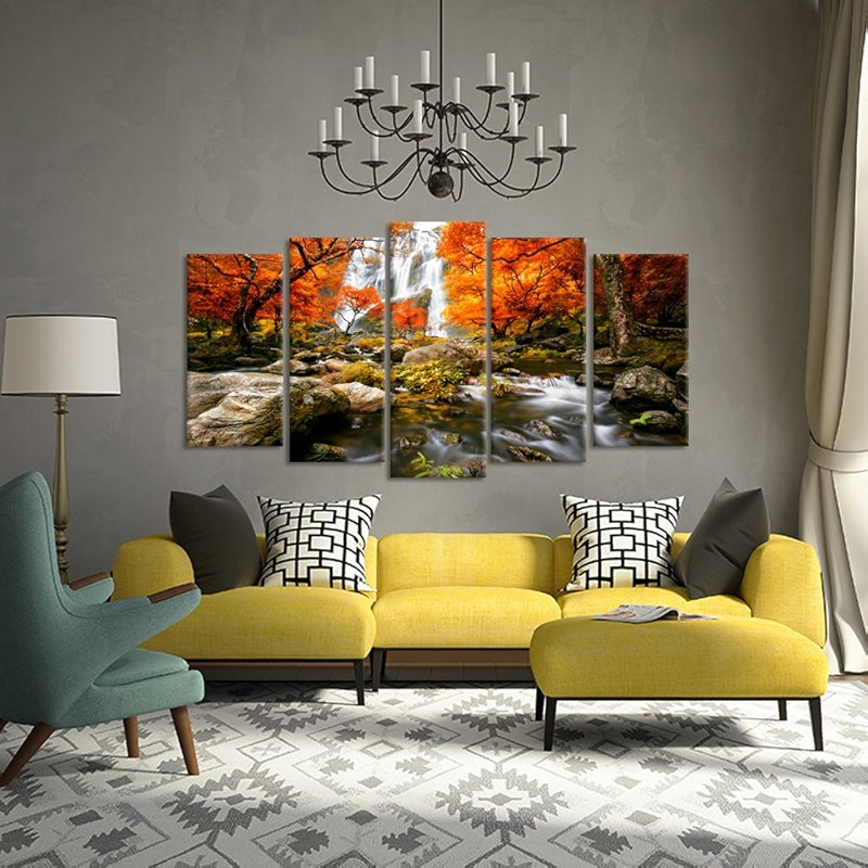 Autumn Forest Waterfalls Canvas Prints Artwork