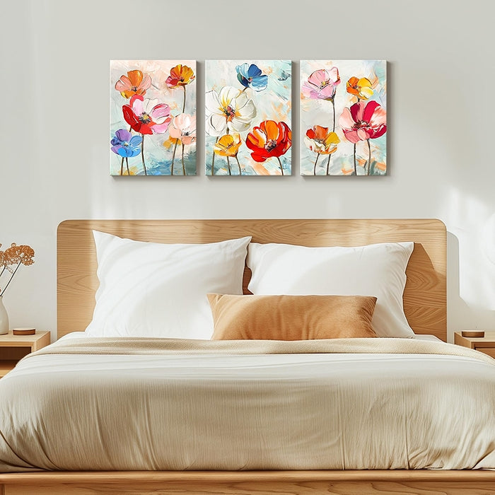 Colorful Floral Canvas Wall Art Set