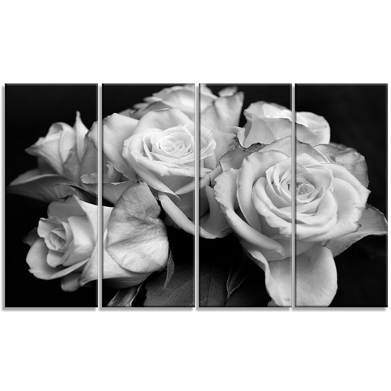 Bunch Of Roses Black And White Floral Canvas Art Print