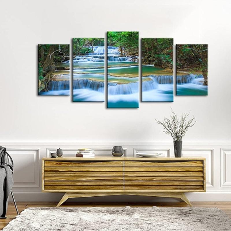 Canvas Art Prints Of Waterfall And Forest Landscape