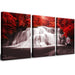 Waterfall Wall Art Painting Black White Red Landscape Canvas Set