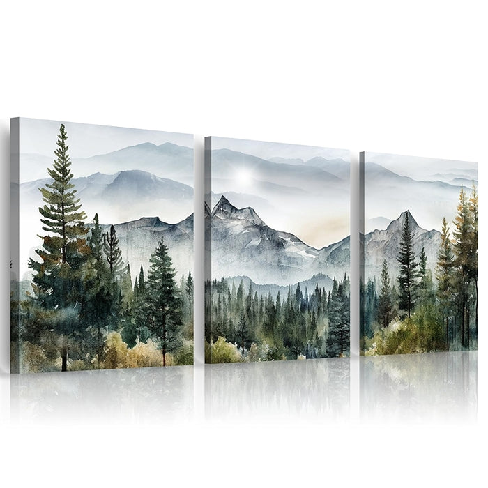 Abstract Mountain Forest Landscapes Canvas Wall Art Set