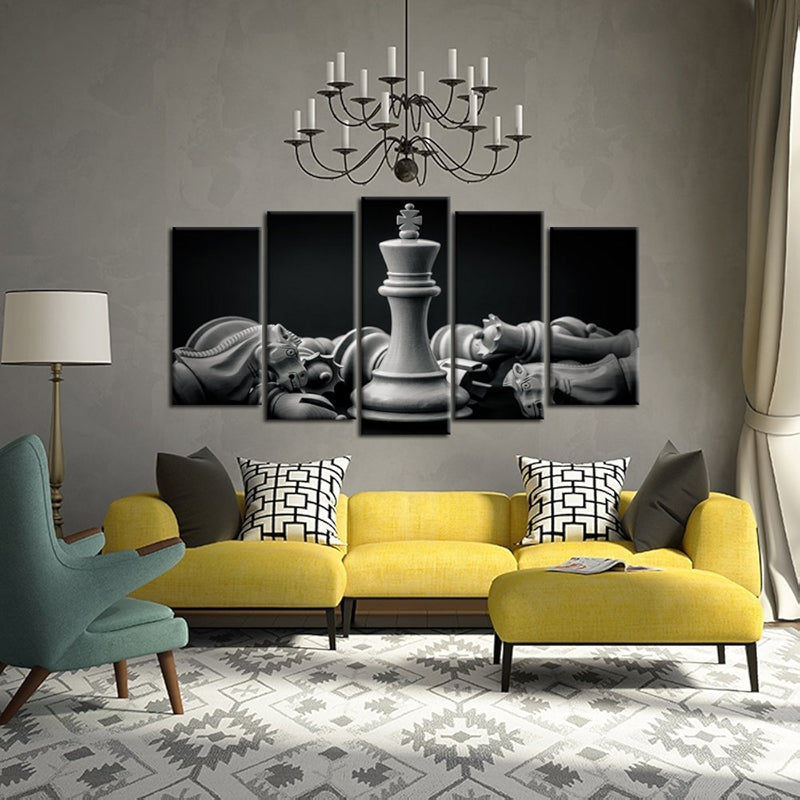 Black And White King And Knight Chess Canvas Wall Art