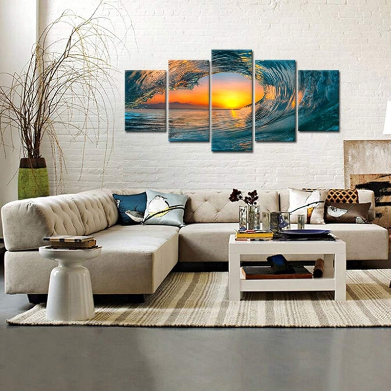 Large Sea Waves Wall Art Modern Framed Canvas Prints