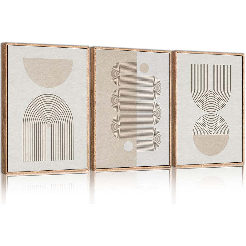 Boho Framed Canvas Wall Art Set Abstract Geometric Decor