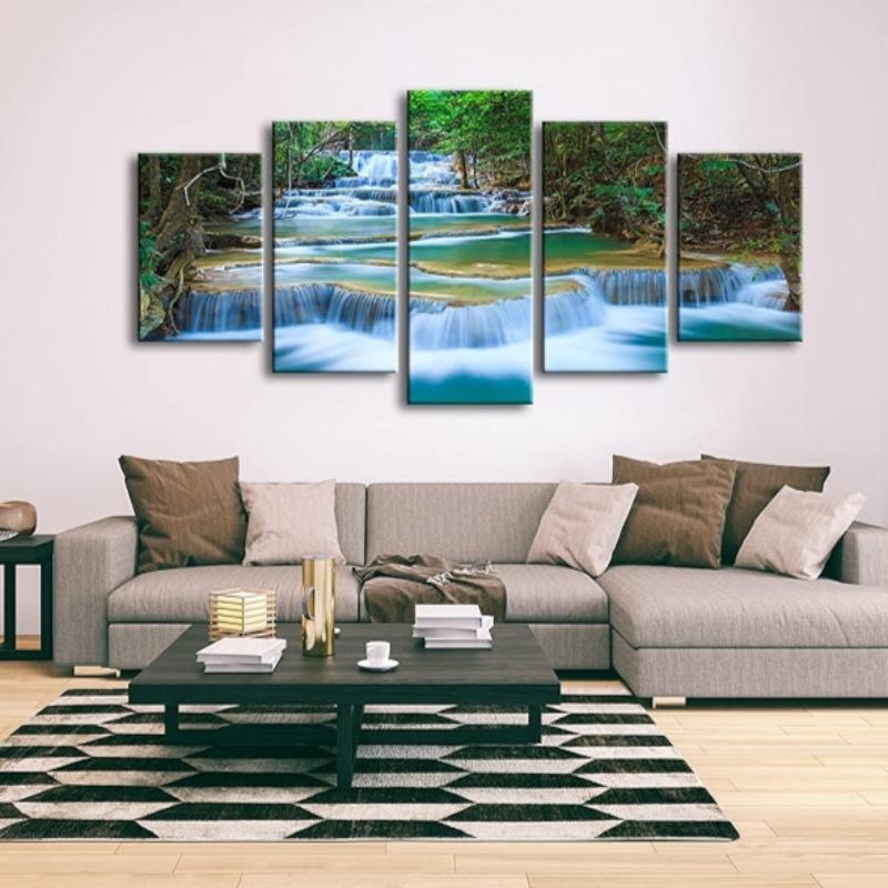 Canvas Art Prints Of Waterfall And Forest Landscape