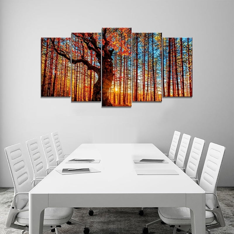 Large Canvas Art Set Featuring Autumn Landscape Wall Decor